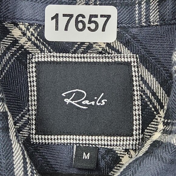 Rails Shirt Womens Medium Blue Hunter Plaid Button Front Long Sleeve Soft Rayon - Picture 6 of 12